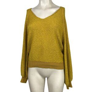 CODE X MODE - WOMEN MEDIUM - GOLD LONG SLEEVE V NECK ACRYLIC BLEND PULL-OVER TOP